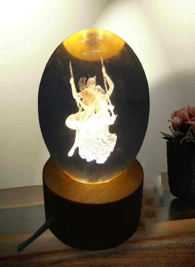 MATSON 3D Radha Krishn Swing Crystal Ball Lamp with Wooden Base: Perfect Bedroom Decorative Light for Friends, Family, and Men - Image 3