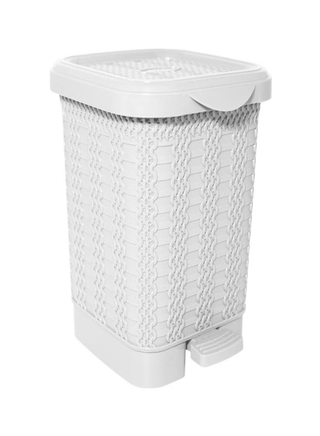 MORVI Zoya Small Plastic Pedal Dustbin 2 Ltr with Lid|Compact Woven Design Waste Bin|Table,Office Desk,Kitchen,Salon,Kids Room,Dressing Table|Durable,Easy to Clean Dust Bin|Set Of 1|WHITE - Image 1