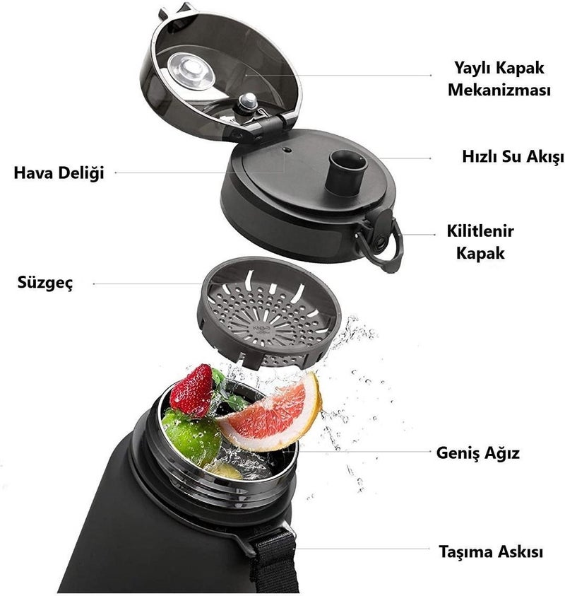 UZSPACE زجاجة تريتان 800 مل أزرق أخضر مزدوجة اللون  - Image 4