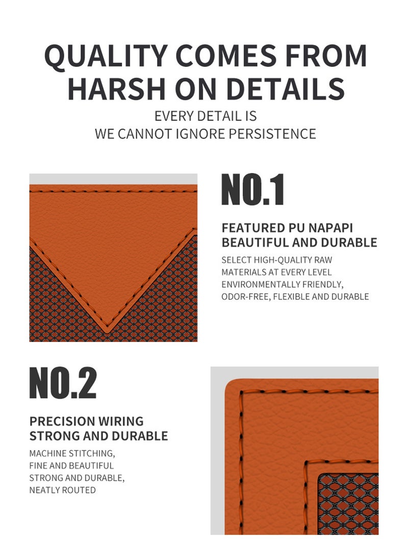 أورافلي صندوق تخزين فجوات مقعد السيارة، صندوق تخزين متعدد الوظائف لملء فجوات مقعد السيارة، حقيبة تخزين جانبية من جلد البولي يوريثان لوحدة التحكم في السيارة، يمكن تخزين المفاتيح والهواتف المحمولة وسماعات الأذن والساعات وكابلات الشحن والبطاقات المصرفية - برتقالي - Image 4