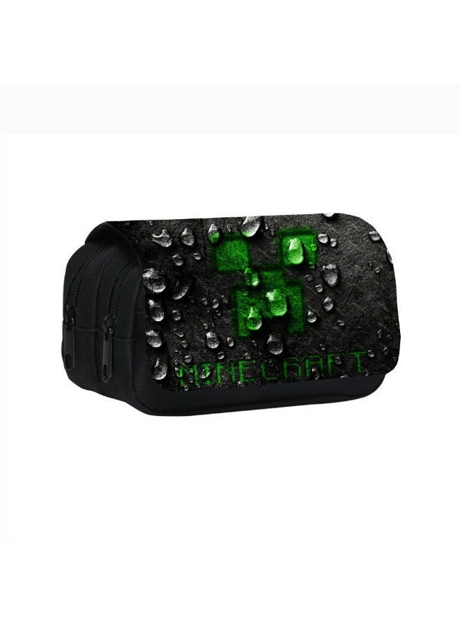 Minecraft printed double-layer pencil case Minecraft pencil stationery bag for primary and middle school students - Image 1