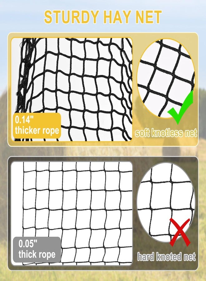 kingump 5x5 Ft Round Bale Hay Net for Horses & Goats, 1.5" Hloes Slow Feeder Hay Nets with Hay Net Repair Tool - Image 4
