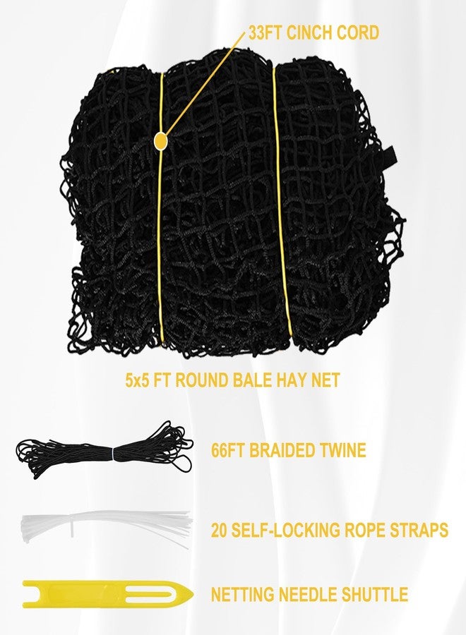 kingump 5x5 Ft Round Bale Hay Net for Horses & Goats, 1.5" Hloes Slow Feeder Hay Nets with Hay Net Repair Tool - Image 5