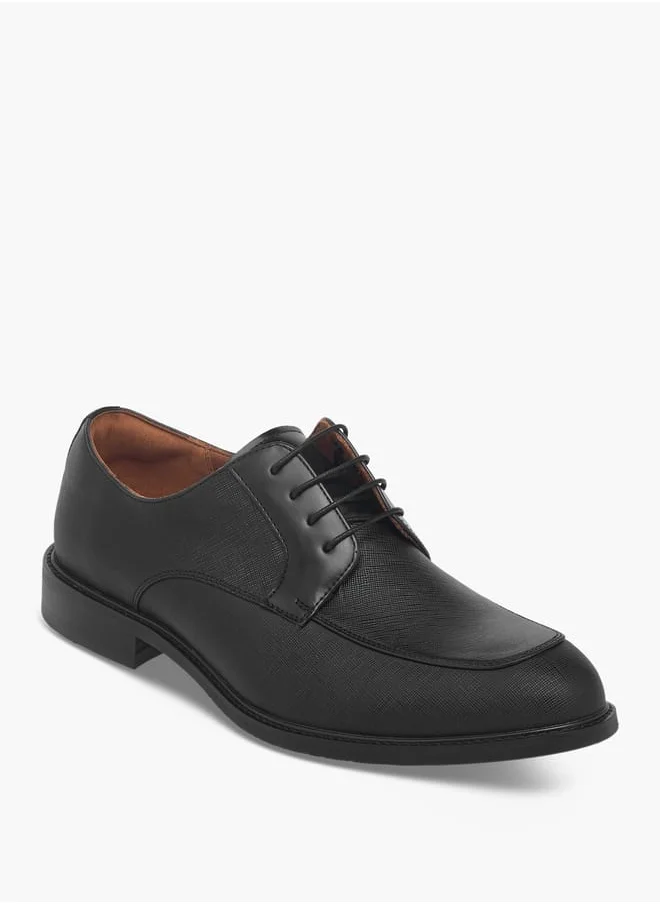 دوتشيني Men's Textured Derby Shoes With Lace-Up Closure