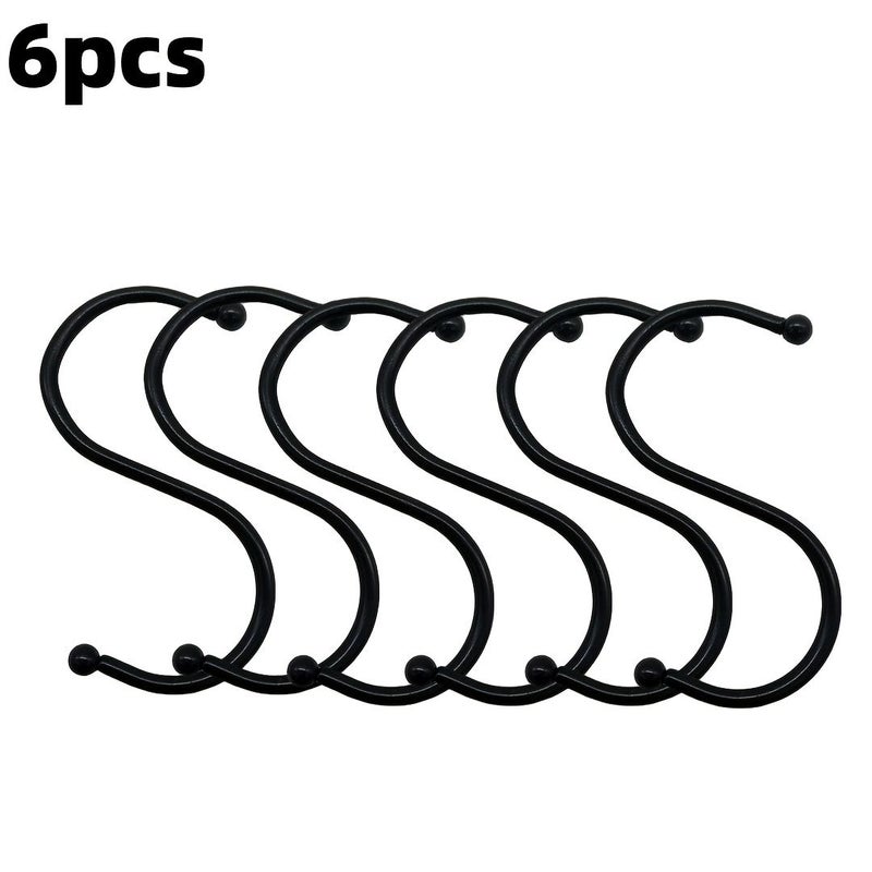 6Pcs Black S Shaped Hooks 2.56 Inch Stainless Steel Multi Functional Display Hooks - Image 1