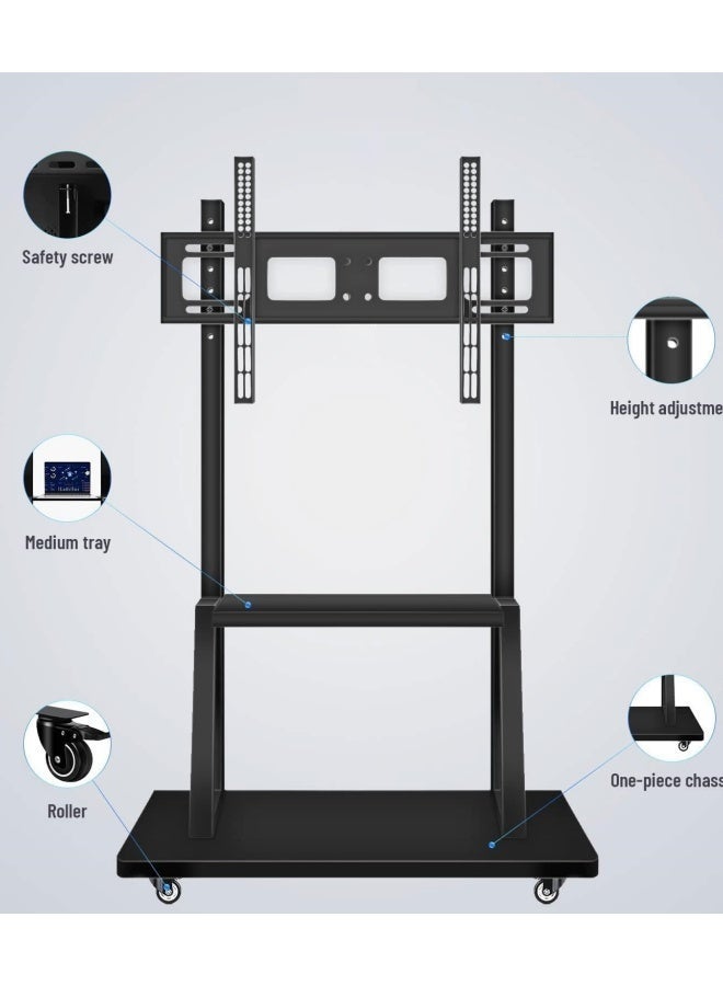 TaqwaMart Mobile TV trolley. A rotating TV stand with wheels, suitable for 60 to 100-inch LCD LED OLED plasma flat screens, weighing up to 330 pounds (black) - Image 5