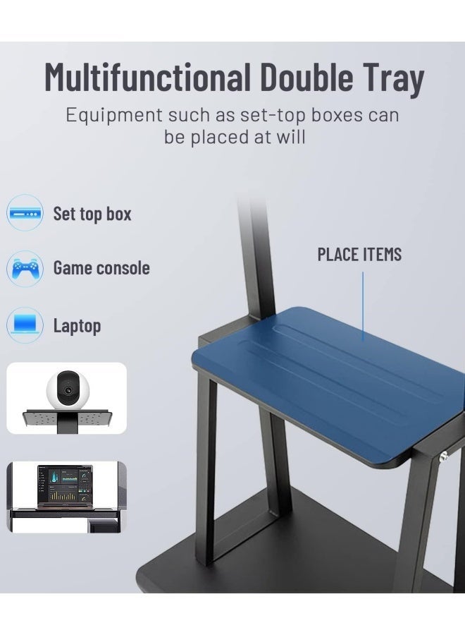 TaqwaMart Mobile TV trolley. A rotating TV stand with wheels, suitable for 60 to 100-inch LCD LED OLED plasma flat screens, weighing up to 330 pounds (black) - Image 3