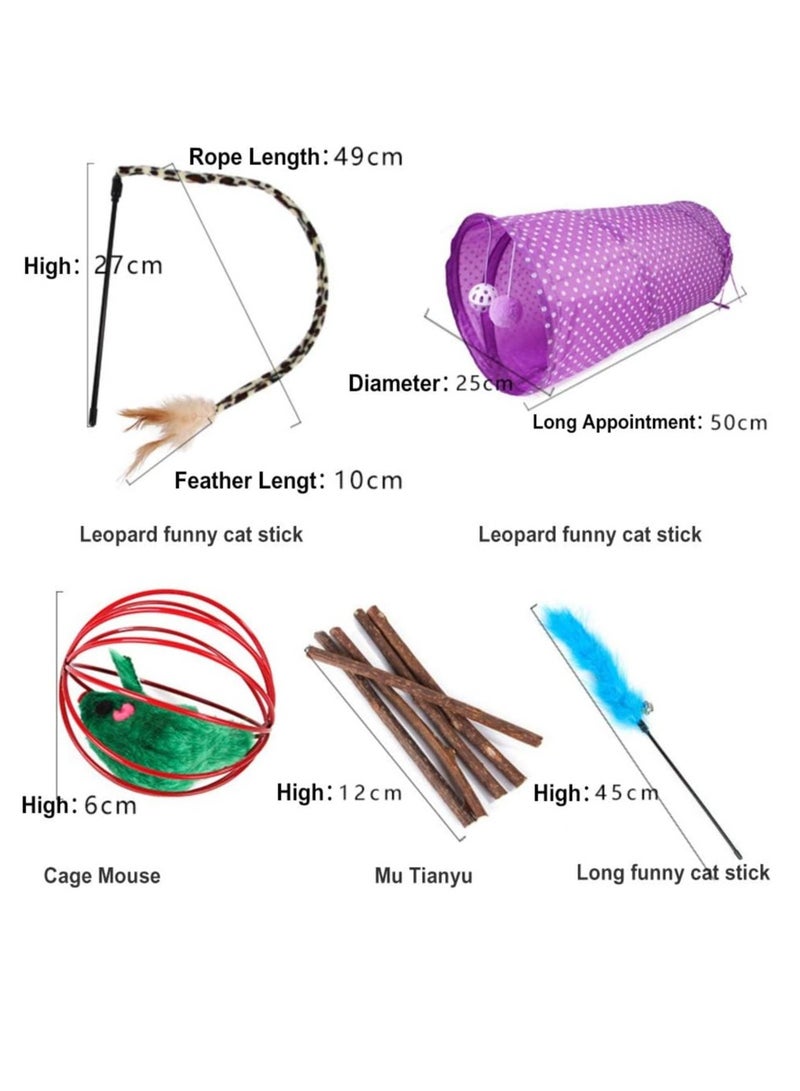 Altheqa 28pcs Pet Interactive Cat Toys Kitten Toys Assorted, Cat Tunnel Catnip Fish Feather Teaser Wand Fish Fluffy Mouse Mice Balls And Bells Toys For Cat Puppy Kitty, Multicolour Toys - Image 3