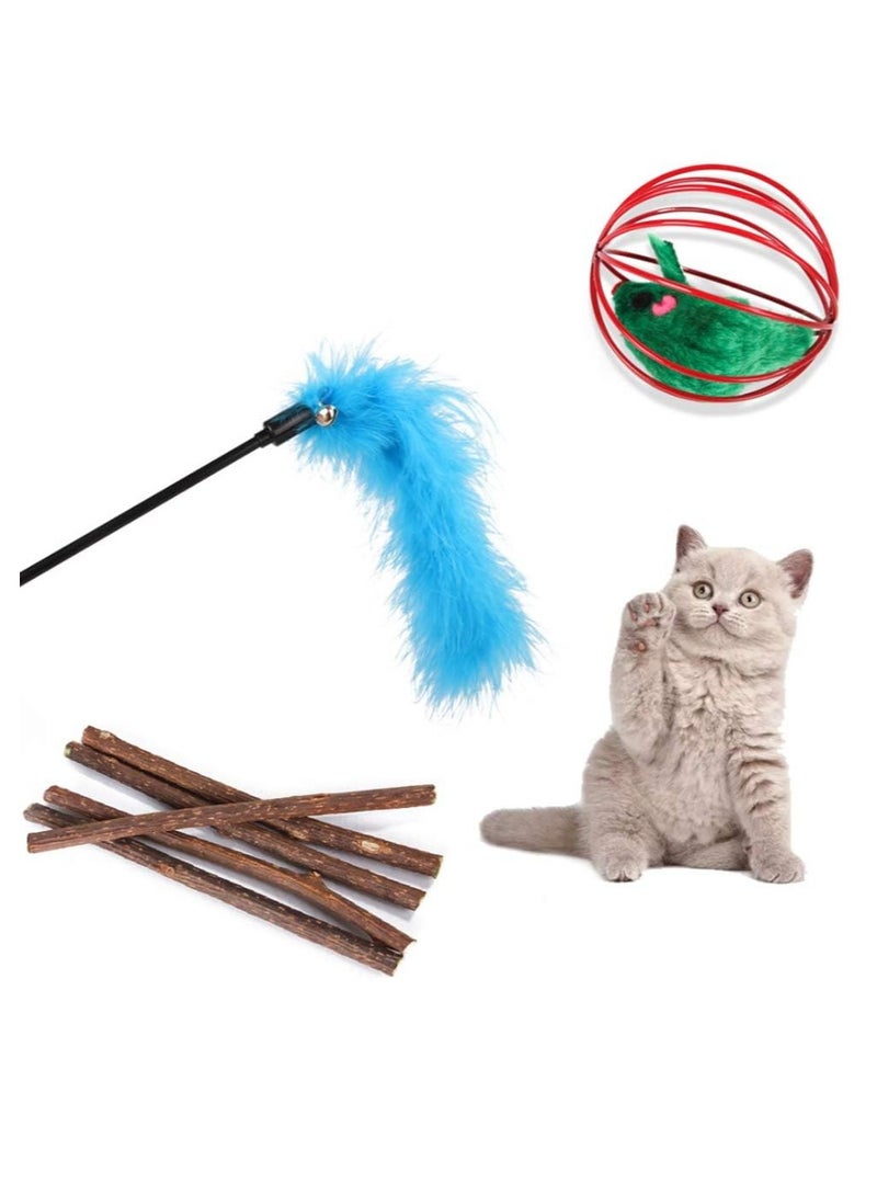 Altheqa 28pcs Pet Interactive Cat Toys Kitten Toys Assorted, Cat Tunnel Catnip Fish Feather Teaser Wand Fish Fluffy Mouse Mice Balls And Bells Toys For Cat Puppy Kitty, Multicolour Toys - Image 5