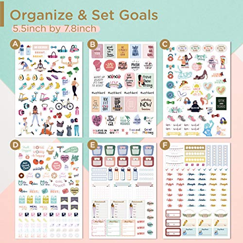 Oriday Health & Wellness, Workout - Set of 366 Stickers, 6 Sheets for Fitness Stickers - Mom, Student, Habit Tracker, for Monthly, Weekly & Daily Planner, Calendar or Journal - Sticker Book for Women - Image 2