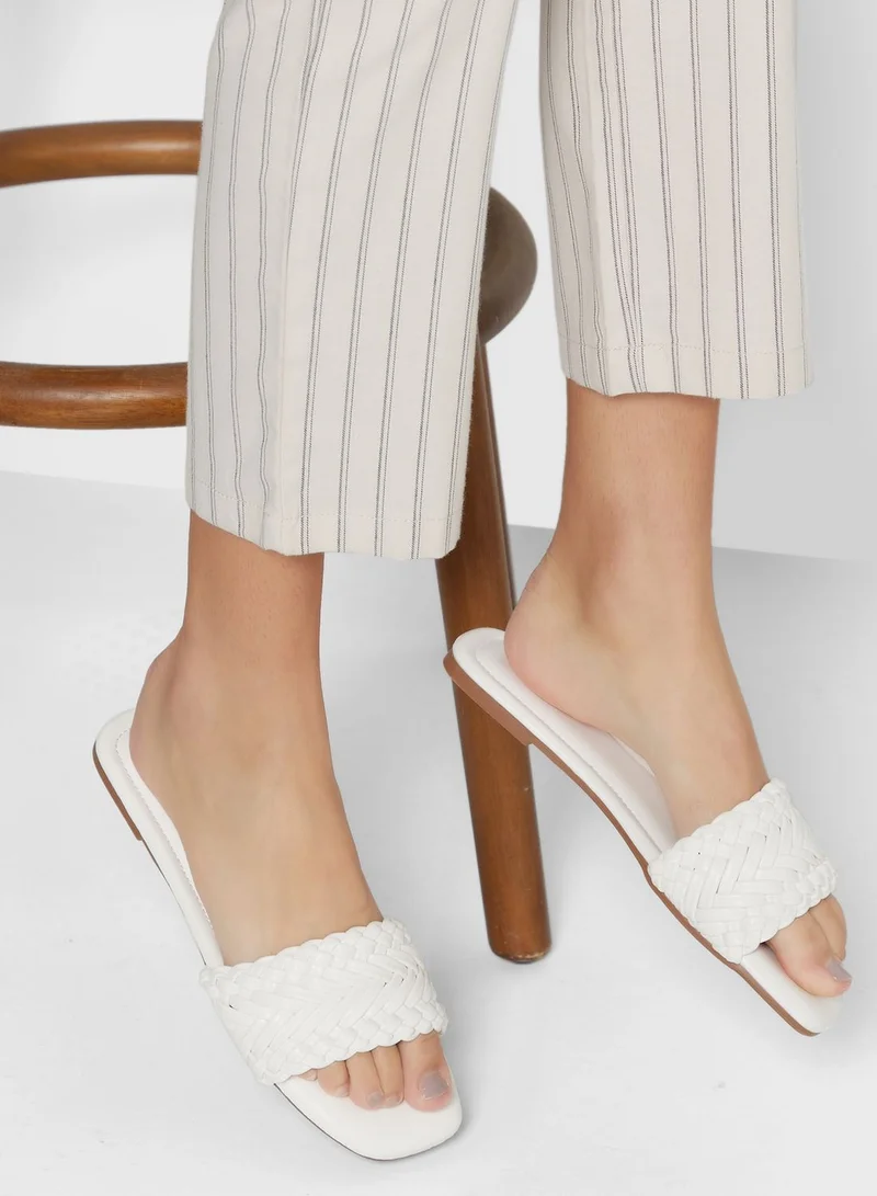 ELLA Braided Square Toe Flat Sandal