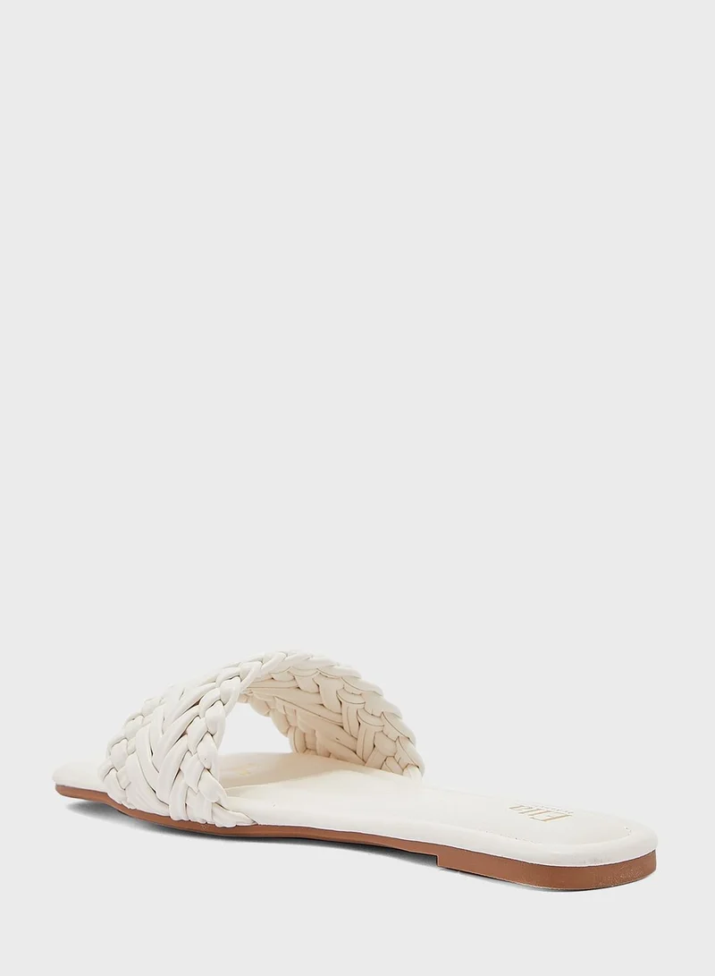 ELLA Braided Square Toe Flat Sandal