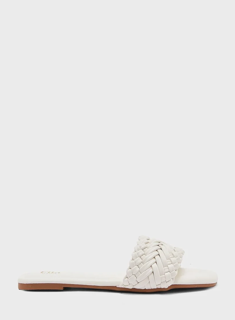 ELLA Braided Square Toe Flat Sandal