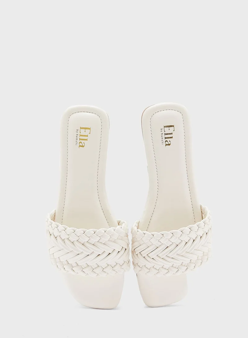 ELLA Braided Square Toe Flat Sandal