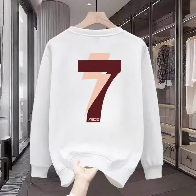 2024 Autumn Loose Long-sleeved Mens Sweat Trendy Brand Trendy Heavy Long-sleeved Sweat Mens Handsome Street Clothes White wh382 [spring and autumn]
