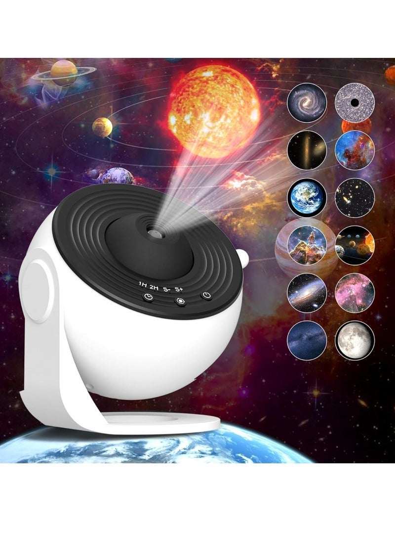 TIGER 12-In-1 Galaxy Projector For Bedroom Star Projector Galaxy Light Adjustable Knob 12 Film Discs Planetarium Projector For Kids And Adults 360° Rotating Galaxy Projector Night Light Table Lamp Bedside Lamp - Image 1