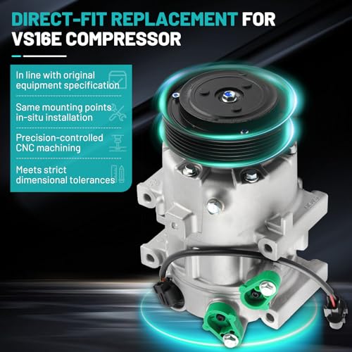 Farrme A/C Compressor Fit for Hyundai Sonata 2012-2014, for Kia Optima 2012-2018 2.0L 2.4L CO 29159C Automotive Replacement AC Compressor with Clutch 977013V110 - Image 5