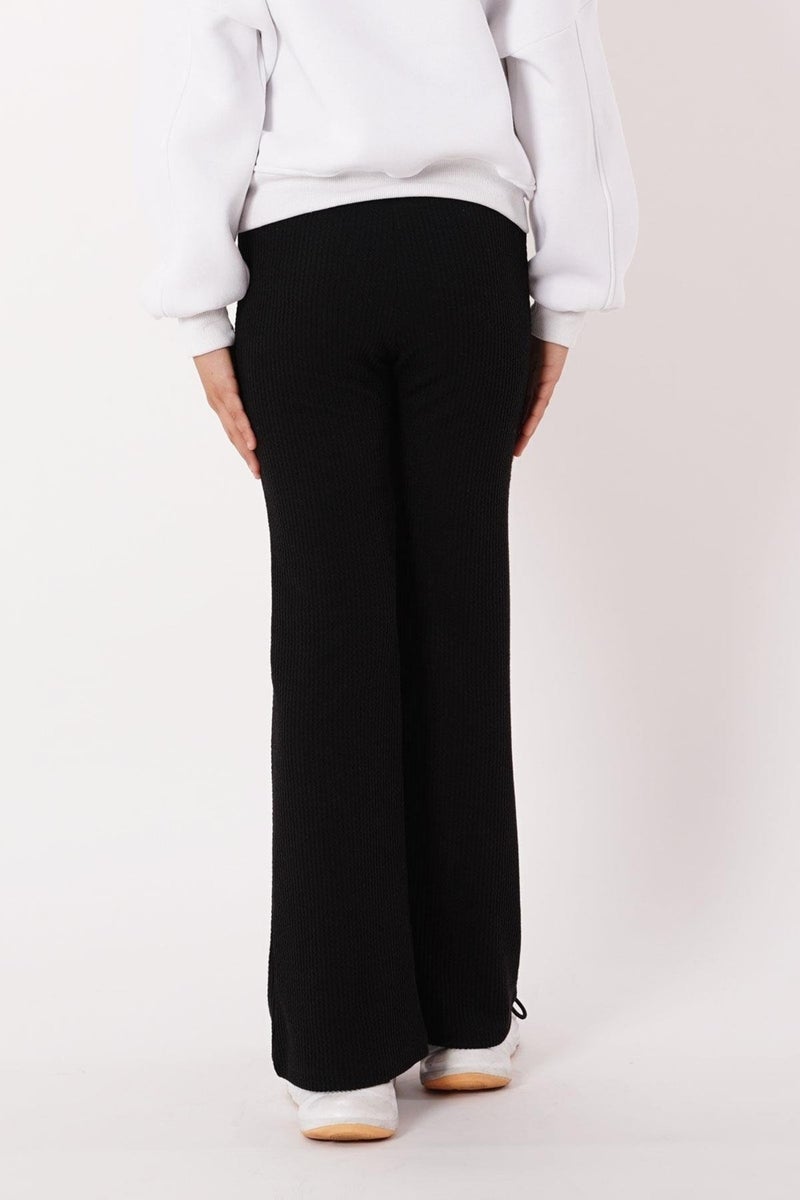 Ribbed Spanish Leg Black Color Girls Leggings