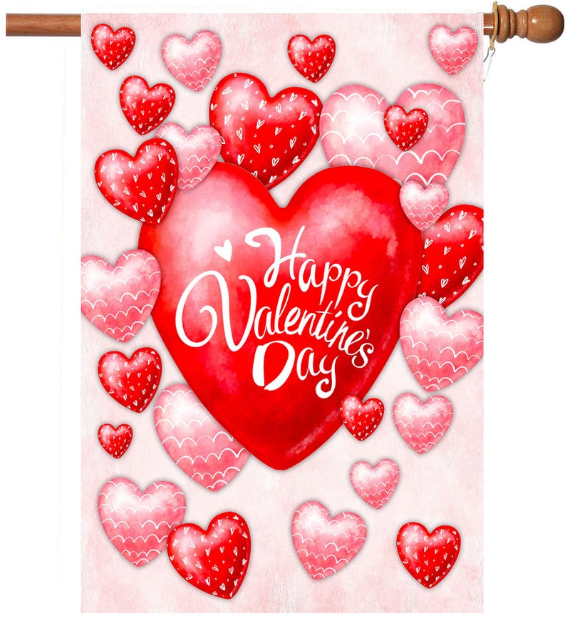 Akeydeco Valentine's Day Flag,28x40 Inch Valentine's Heart Garden Flag Double Sided Printing Valentine Flags for Your Valentine's Day Decoration - Image 1