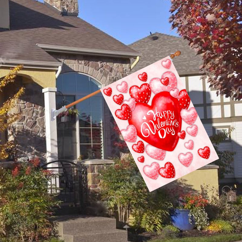 Akeydeco Valentine's Day Flag,28x40 Inch Valentine's Heart Garden Flag Double Sided Printing Valentine Flags for Your Valentine's Day Decoration - Image 3