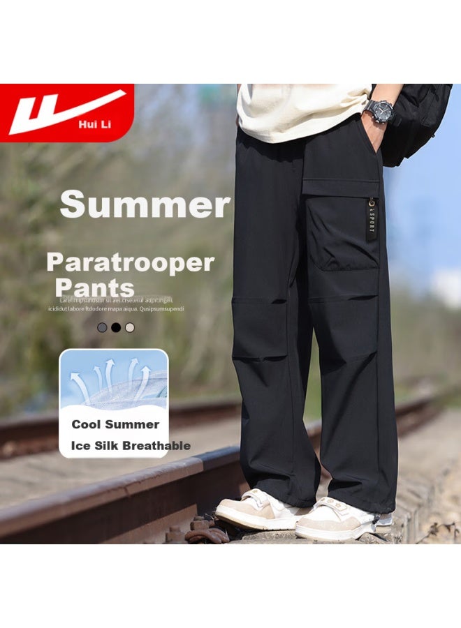 Pull Back Warrior Summer Men's Thin Casual Pants Men's Ice Silk Assault Climbing Pants American Wide-leg Work Pants Men - Image 2