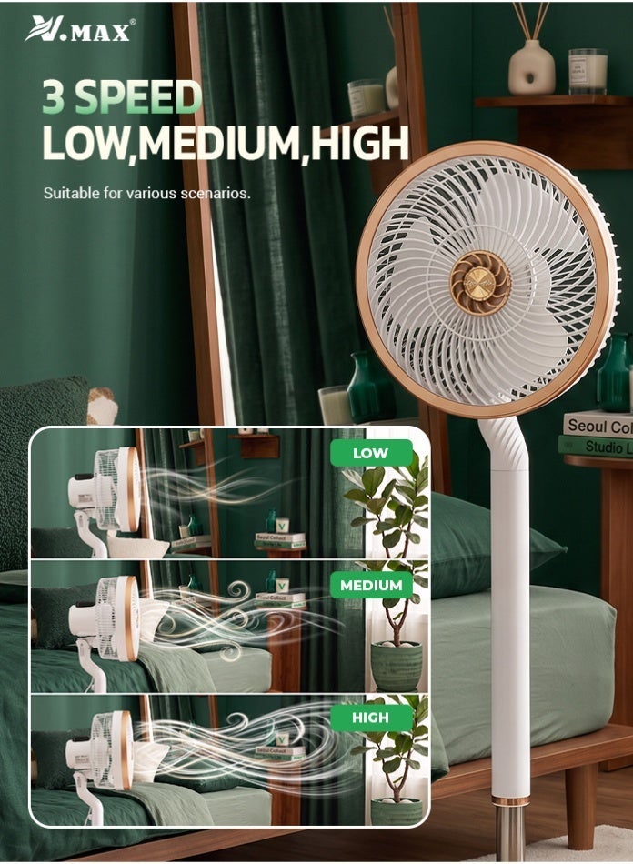 Vmax 70W Pedestal Standing Fan with Remote Control, 3-Blade 10-Inch Floor Fan, 70° Oscillation, Timer, Silent Motor, 3 Speed Settings, Air Circulation Fan for Home, Office & Bedroom - Image 3
