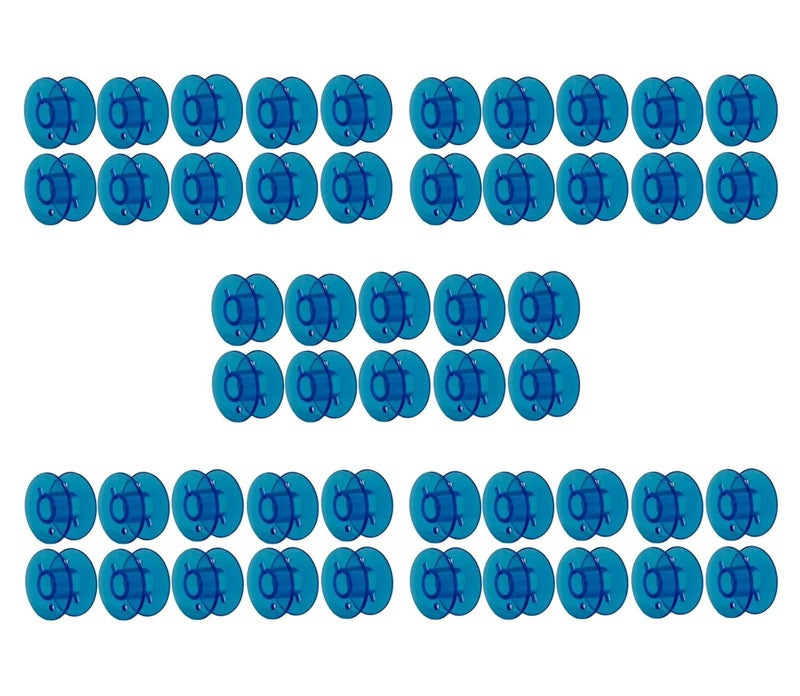 Zenith Blue Trasparent 50pc Imported Plastic Bobbins for All Domestic Automatic and Manual Sewing Machines.Suitable for Models Like Singer, Usha Janome, Brother, Rajesh - Image 1