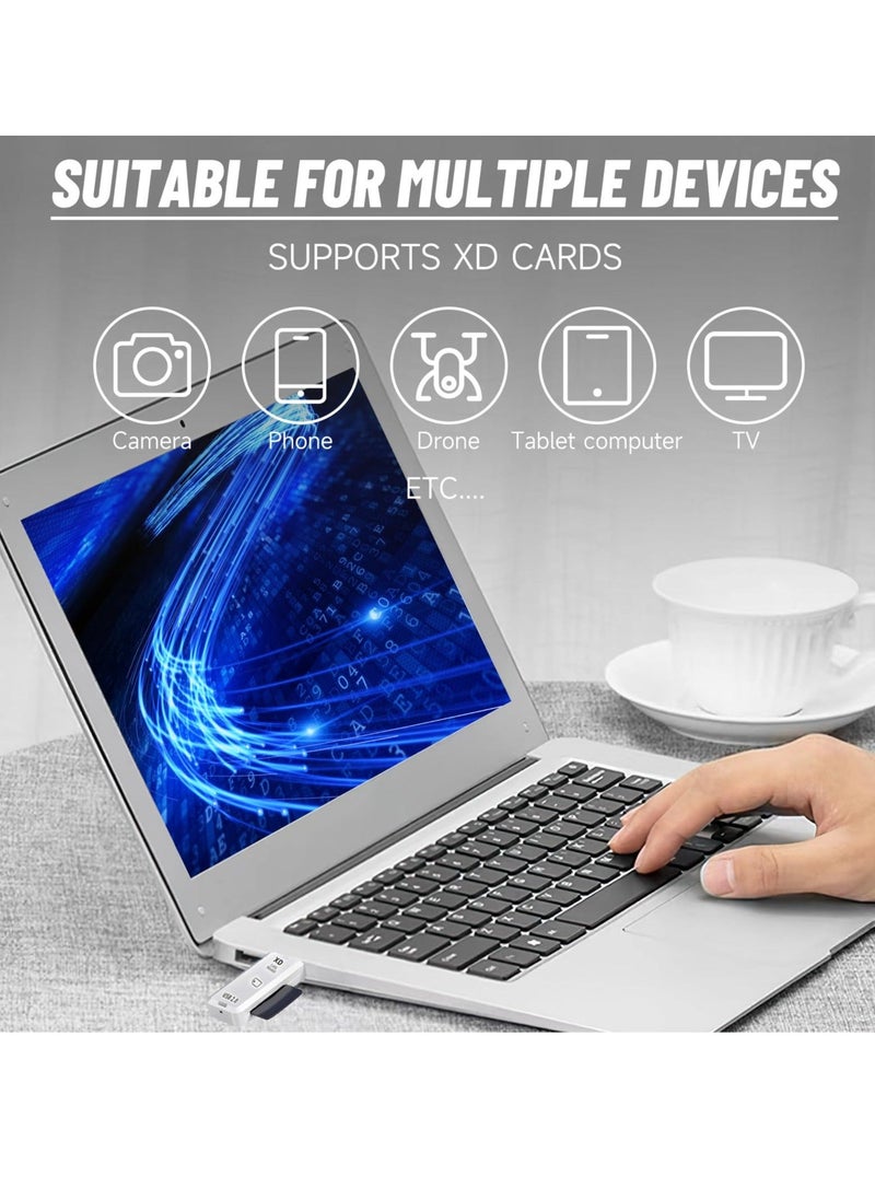 قارئ بطاقة الذاكرة xD عالي السرعة يدعم بطاقات الصور من أوليمبوس وفوجي، قارئ بطاقات فلاش مدمج محمول، توصيل وتشغيل، قراءة سريعة للبطاقات (أبيض) - Image 5