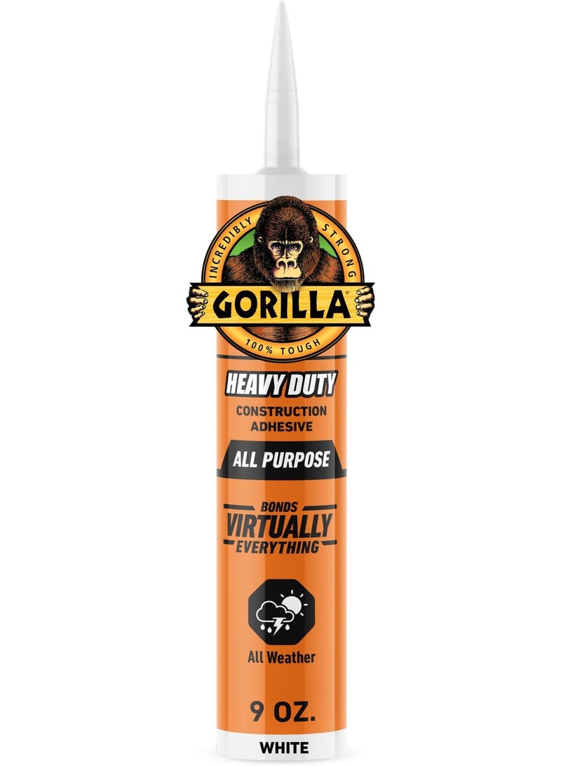 Gorilla Heavy Duty Construction Adhesive, 9 ounce Cartridge, White