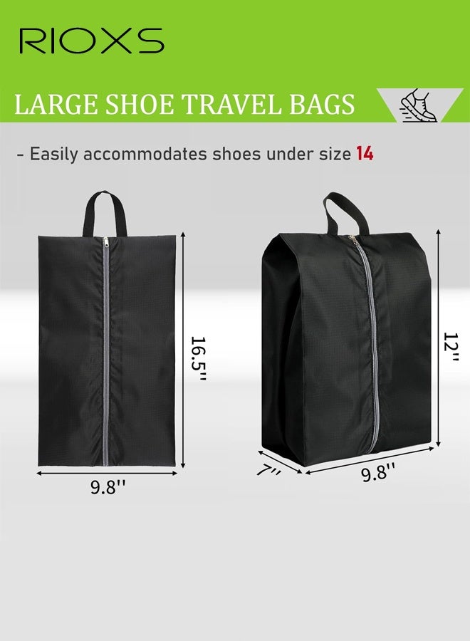 RIOXS 6 Pack Travel Shoe Bags, Portable Waterproof Nylon Shoe Storage Pouch with Zipper Closure and Handle, Stylish Shoe Storage Bag for Men and Women's Travel Gifts and Home Storage, Black+Red+Grey - Image 4