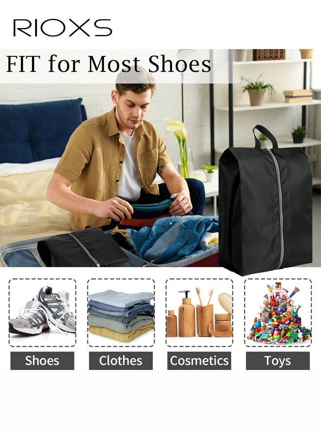RIOXS 6 Pack Travel Shoe Bags, Portable Waterproof Nylon Shoe Storage Pouch with Zipper Closure and Handle, Stylish Shoe Storage Bag for Men and Women's Travel Gifts and Home Storage, Black+Red+Grey - Image 5
