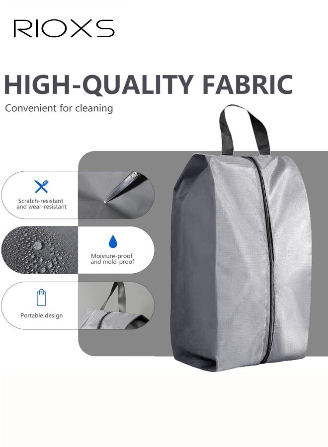 RIOXS 6 Pack Travel Shoe Bags, Portable Waterproof Nylon Shoe Storage Pouch with Zipper Closure and Handle, Stylish Shoe Storage Bag for Men and Women's Travel Gifts and Home Storage, Black+Red+Grey - Image 2