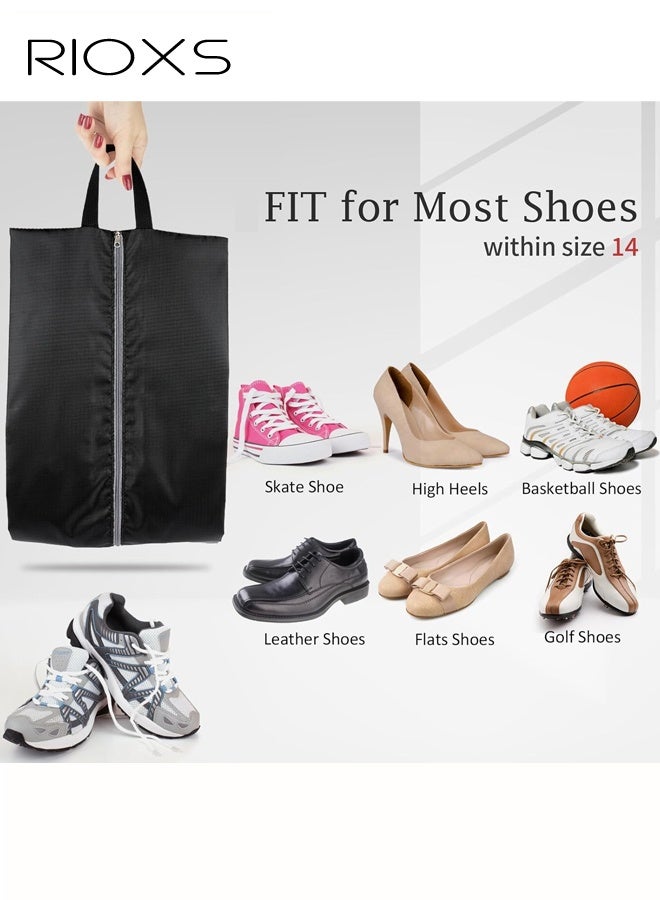 RIOXS 6 Pack Travel Shoe Bags, Portable Waterproof Nylon Shoe Storage Pouch with Zipper Closure and Handle, Stylish Shoe Storage Bag for Men and Women's Travel Gifts and Home Storage, Black+Red+Grey - Image 3