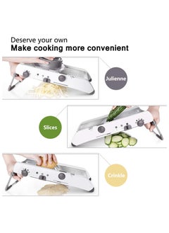 MIXDE Kitchen Mandolin Slicer 18 Types Food Slicer Mandolin Stainless Steel Adjustable Thickness Vegetable Chopper Potato Cheese Fruit Vegetable Onion Chopper Shredder Waffle Fryer  - Image 2