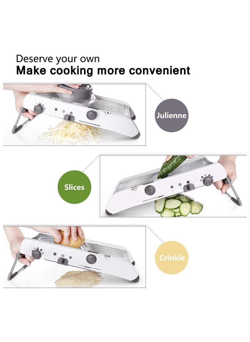 MIXDE Kitchen Mandolin Slicer 18 Types Food Slicer Mandolin Stainless Steel Adjustable Thickness Vegetable Chopper Potato Cheese Fruit Vegetable Onion Chopper Shredder Waffle Fryer  - Image 2