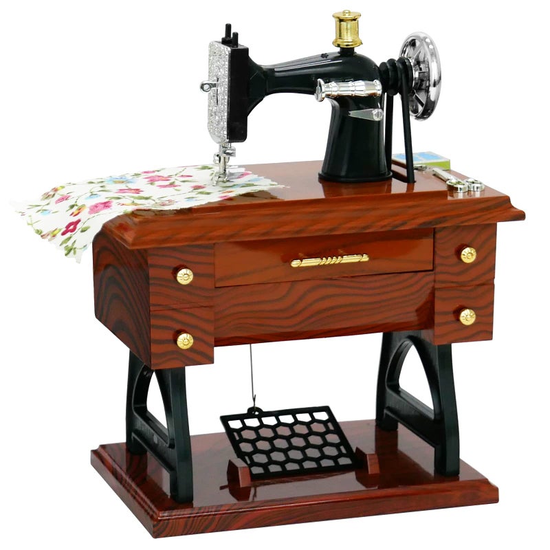 Sewing Machine Mini Music Box Vintage Sewing Music Box Clockwork Home Crafts Table Desk Decoration Birthday Gift
