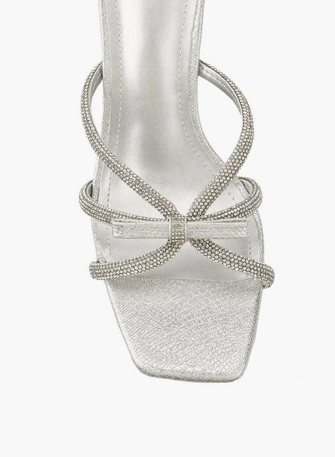 Flora Bella By Shoexpress Embellished Slip-On Sandals with Cone Heels