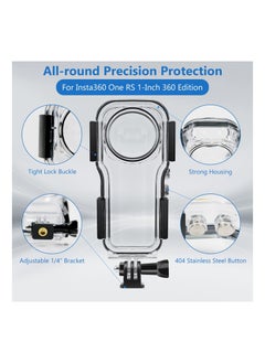 Y&D 40M/131FT Waterproof Housing Case for Insta360 One RS 1-Inch 360 Edition, Protective Underwater Dive Photography Housings with Bracket Accessories  - Image 2