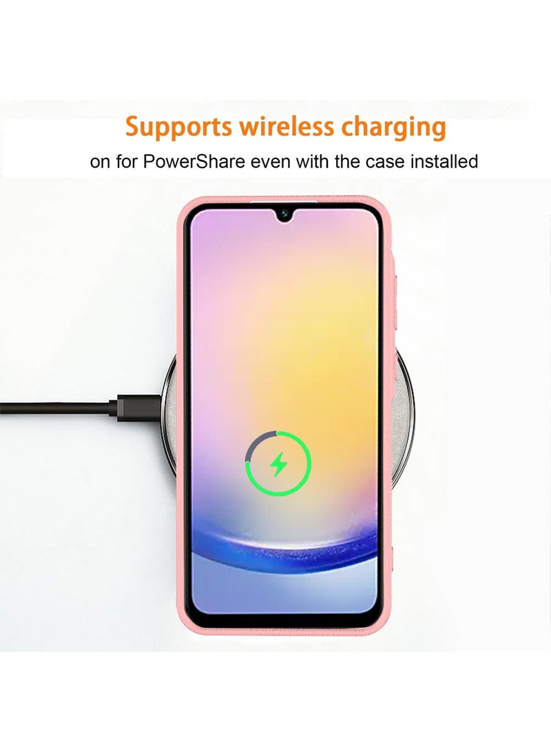 Techie Stylish PU Leather Texture Soft Non-Slip Grip TPU Back Cover Case for Samsung Galaxy A25 5G - Baby Pink - Image 5