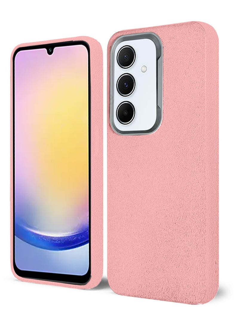 Techie Stylish PU Leather Texture Soft Non-Slip Grip TPU Back Cover Case for Samsung Galaxy A25 5G - Baby Pink - Image 3