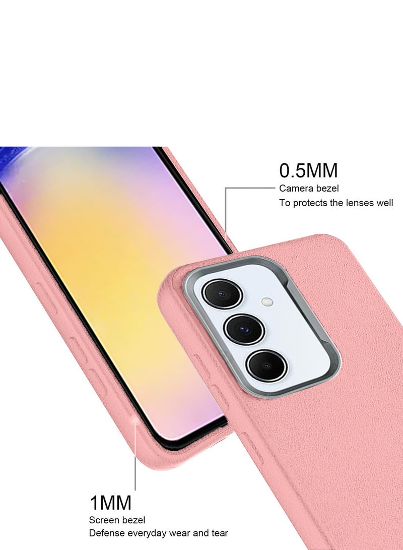 Techie Stylish PU Leather Texture Soft Non-Slip Grip TPU Back Cover Case for Samsung Galaxy A25 5G - Baby Pink - Image 4