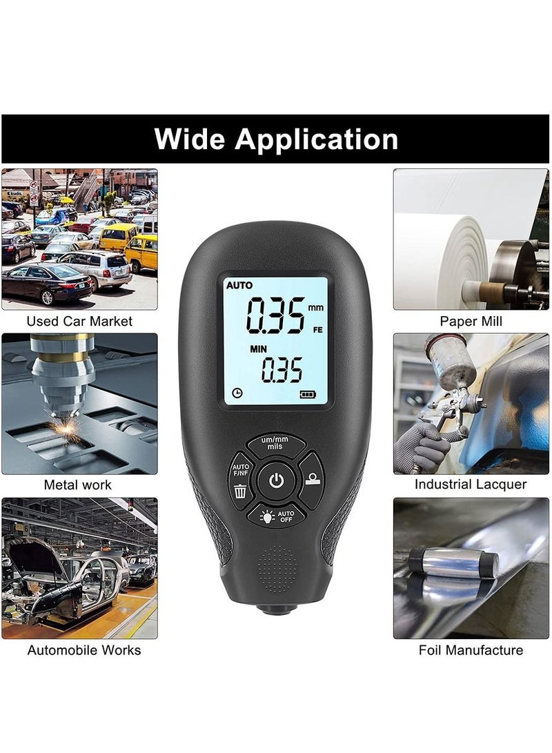KASTWAVE Paint Thickness Gauge, Paint Thickness Tester, Car Coating Film Thickness Gauge, 0~2000um Digital Coating Meter With LCD Display, Automotive Paint Films Tester - Image 1