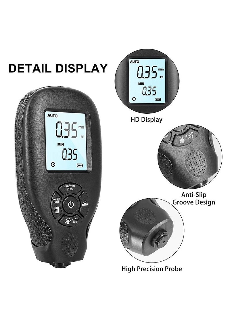 KASTWAVE Paint Thickness Gauge, Paint Thickness Tester, Car Coating Film Thickness Gauge, 0~2000um Digital Coating Meter With LCD Display, Automotive Paint Films Tester - Image 5