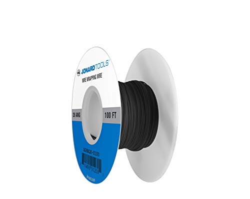 Jonard Tools R28BLK-0100 Black Insulated Kynar Copper Wire Roll, 28 AWG, 100 ft Length - Image 1