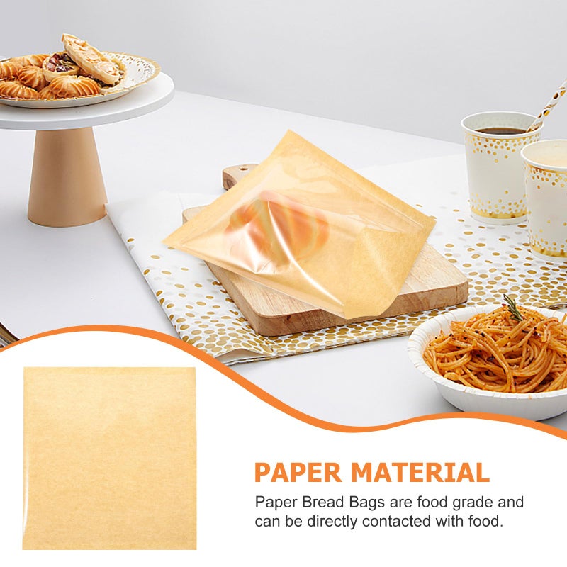 Kraft Paper Window Bakery Bags 18x19cm 100pcs Oil Resistant Bread Toast Packaging - Image 4
