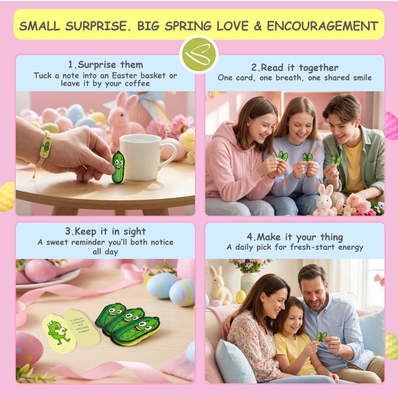 Stofinity 60 Positive Pickle Affirmation Cards Jar - Easter Basket Stuffers For Teen Girls Trendy Stuff, Easter Gifts For Women Men, Cute Inspirational Gifts For Friends, Daughter, Sister, Adults - Image 3
