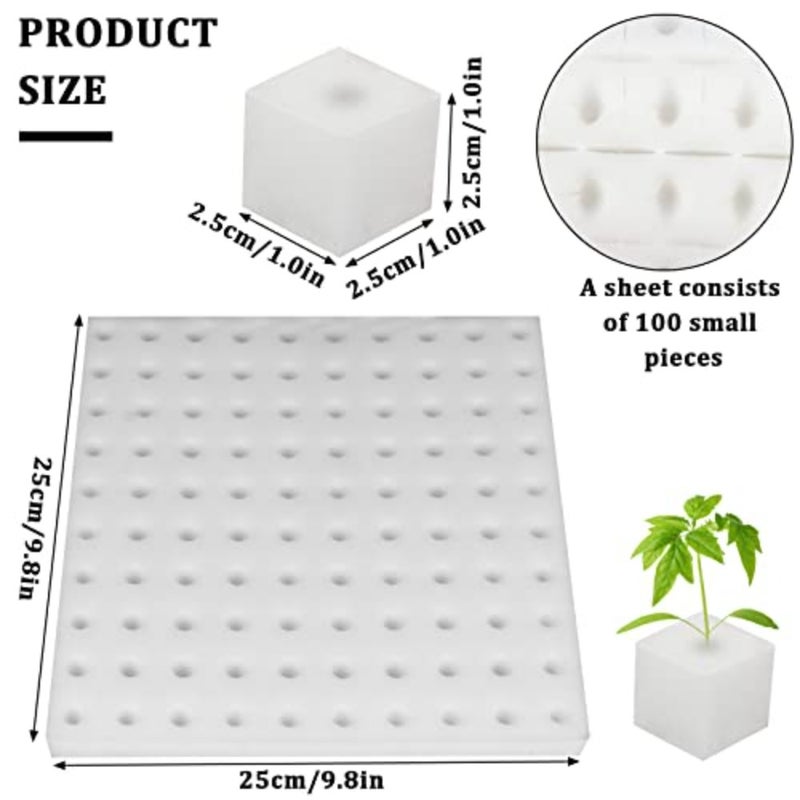 200 PCS Hydroponic Sponge Seedling Starter Cubes Square Planting Sponges for Greenhouse Indoor Hydroponics For Small Bud Growth Vegetable Propagation Eco-Friendly Reusable Foam - Image 2