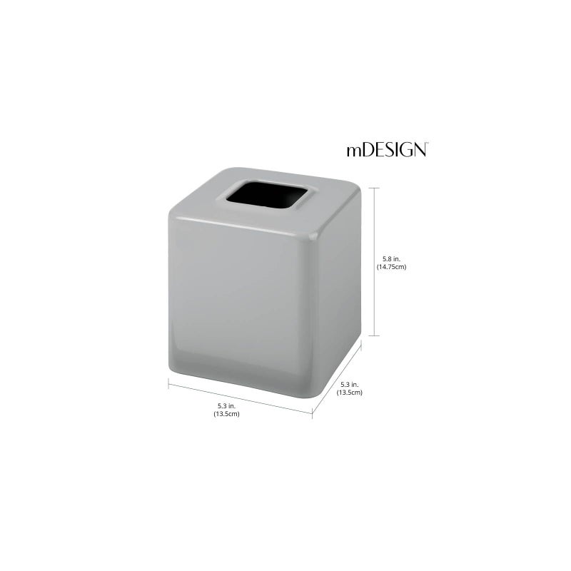 mDesign Metal Square Tissue Box Cover, Modern Facial Paper Holder - Accessories for Bathroom Vanity Countertop, Bedroom Dresser, Night Stand, Desk, Office and End Table - Unity Collection - Gray - Image 4