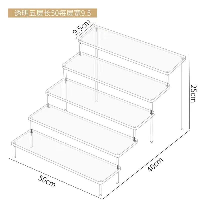 Acrylic Three-Layer Doll Display Stand For Jasmine Cosmetics, Trapezoidal Wallet, Jewelry Display Rack, Punch-Free Storage Rack - Image 1