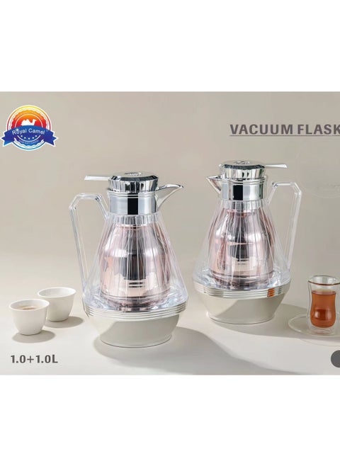 Royal Camel 2 Piece Thermos Set 1L + 1L Transparent+ Silver